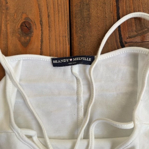 Brandy Melville White Strappy Tank Top Women’s One Size - Picture 3 of 5